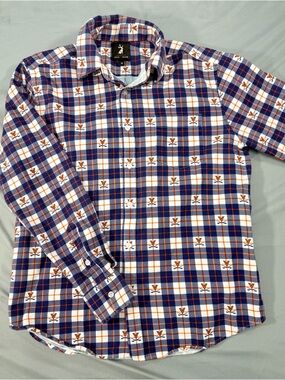 Men's University of Virginia Blue Plaid Button-Up Shirt